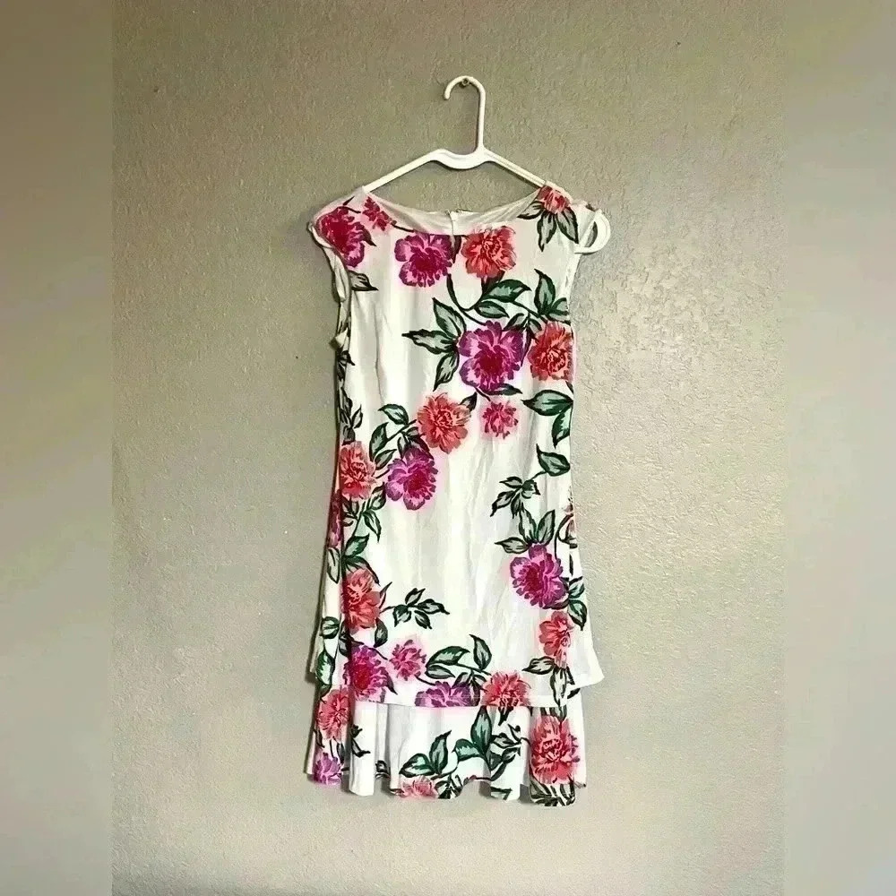 Eliza J White Floral Sleeveless Midi Dress Size 2P whimsical glam feminine glam